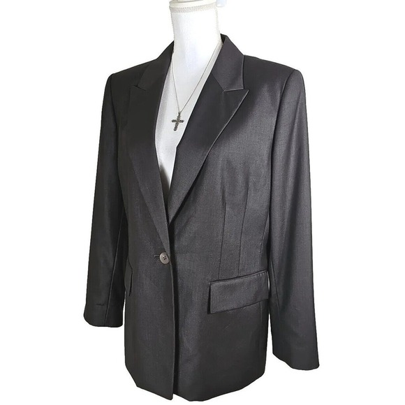 Kasper ~Woman Size 16~ Chocolate Brown One Button Lined Career Work Suit Jacket. - Picture 1 of 12